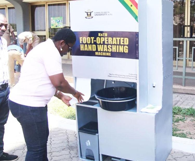 Kumasi Technical University Develops Foot-Operated Hand Washing Machine